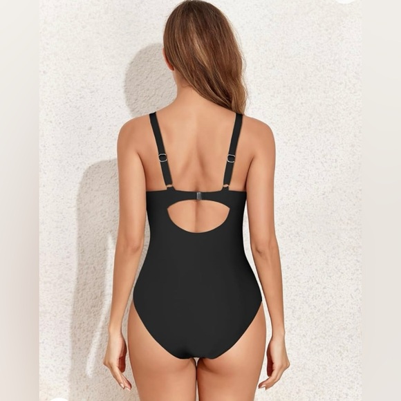 Women's One Piece Swimsuit Ruched Tummy Control  Slimming Push Up V Neck - Picture 6 of 13